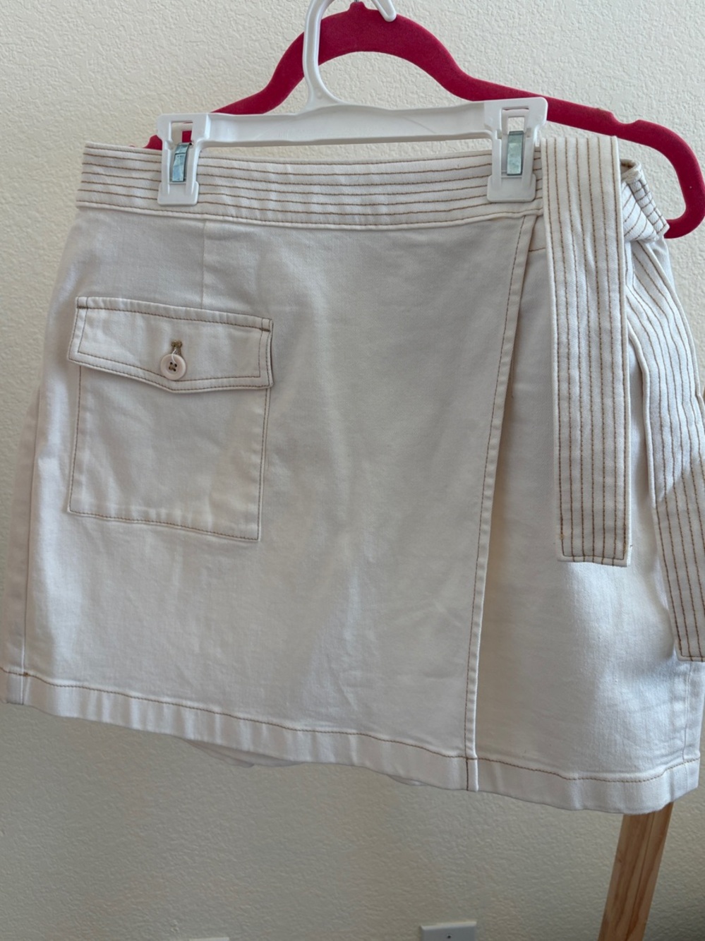White House Black Market Cream Wrap Skort with Belt